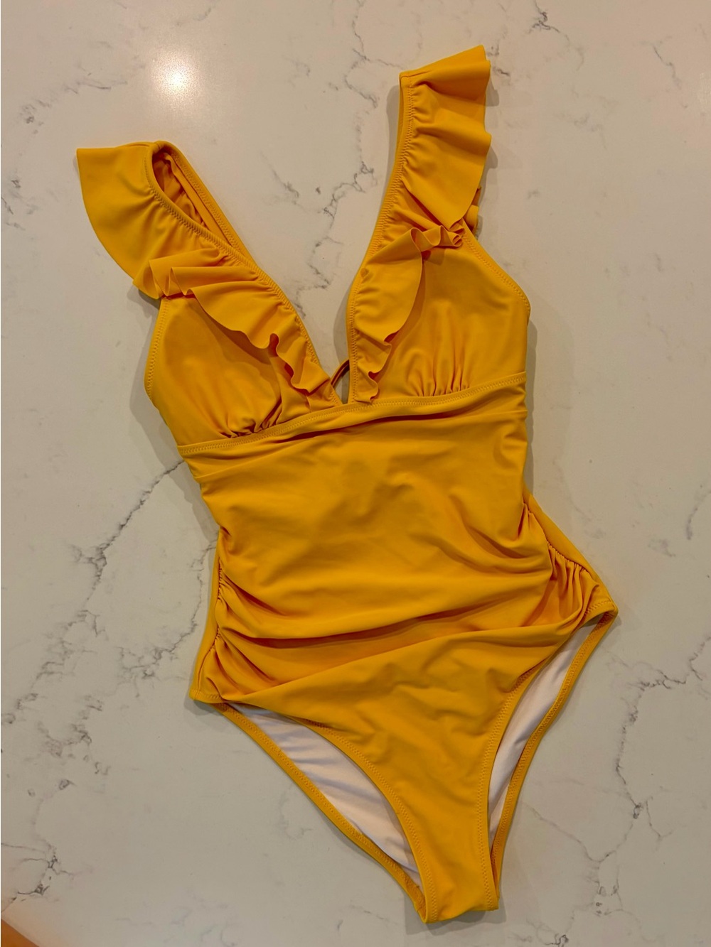 Cupshe Bright Yellow Ruffle One-Piece Swimsuit